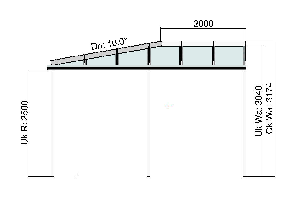 Eck-Terrassendach Seitenansicht