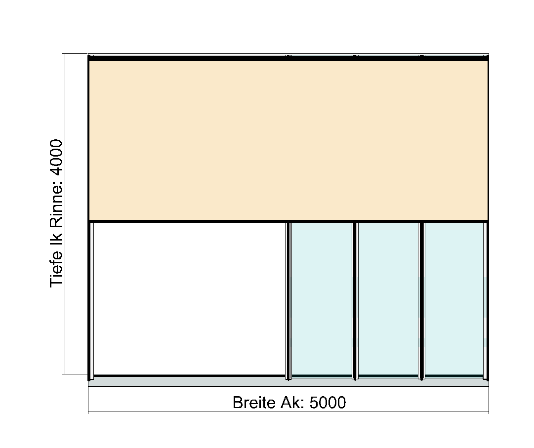Kombination Textil- und Glasterrassendach Draufsicht