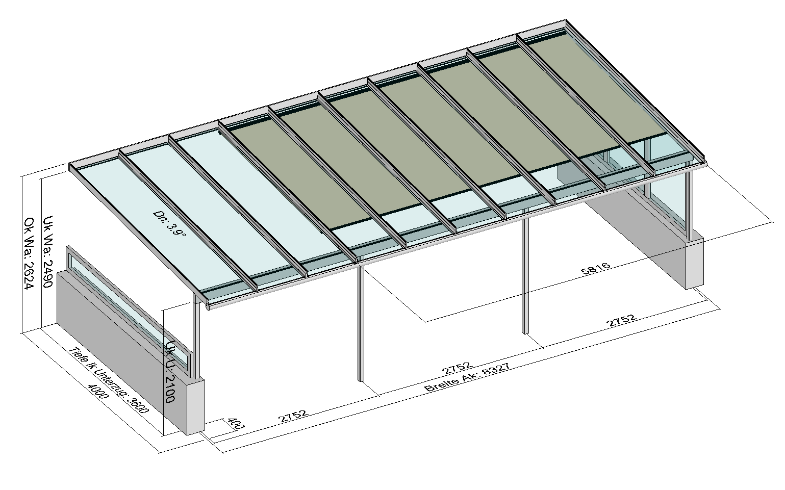 Terrassendach Elegant-Line mit Markise und Seitenwand