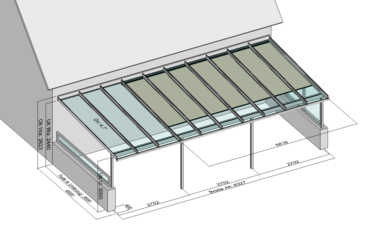 Terrassendach mit Innenbeschattung 1-Feldmarkise 1