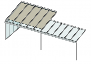 TerraSmart Terrassendach mit Tiefenversatz und Seitenwand