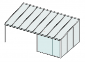 Terrassendach Classic-Line mit Festelement und Schiebeanalge