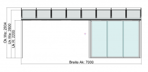 Terrassendach Classic-Line mit Festelement und Schiebeanalge Vorderansicht