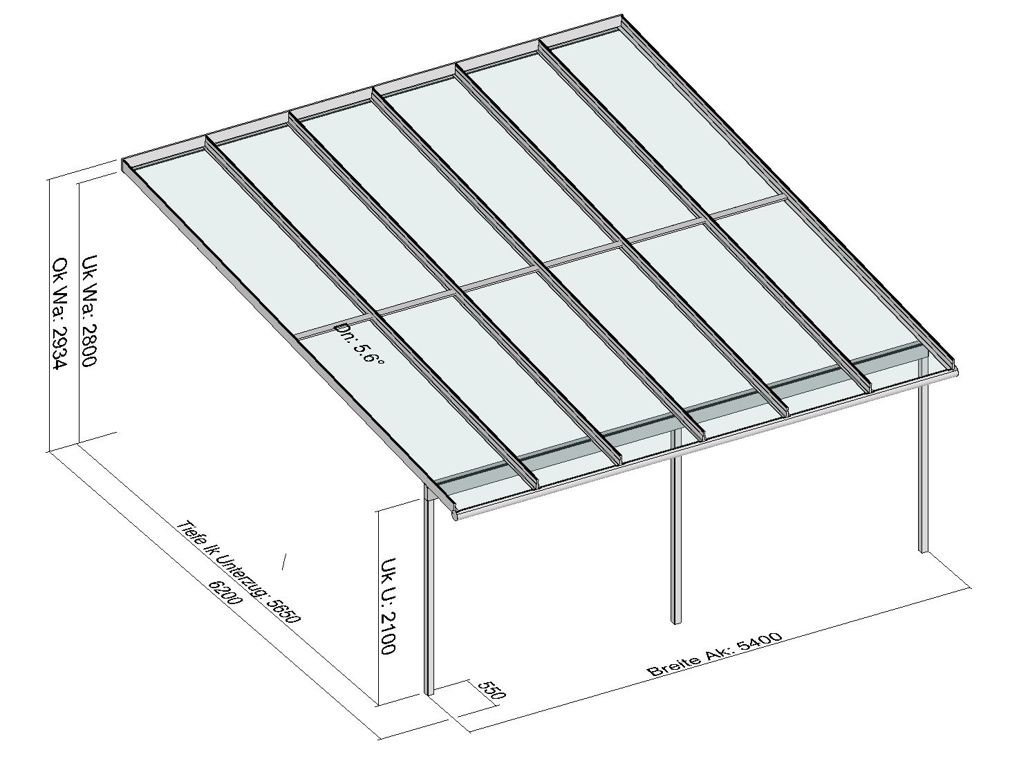 Terrassendach Elegant-Line mit grosser Tiefe