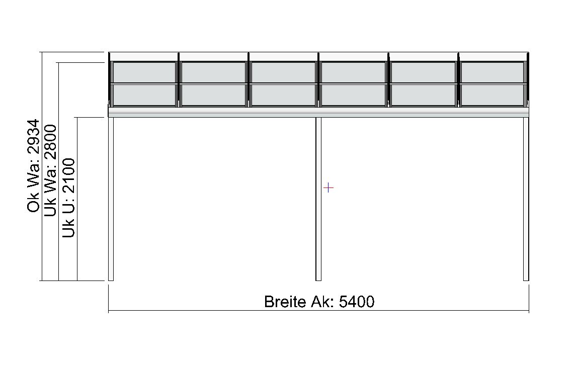Terrassendach Elegant-Line mit grosser Tiefe - Vorderansicht