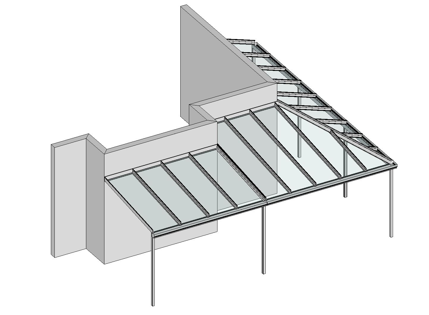 Eck-Terrassendach Classic-Line an Hauswand mit Erker