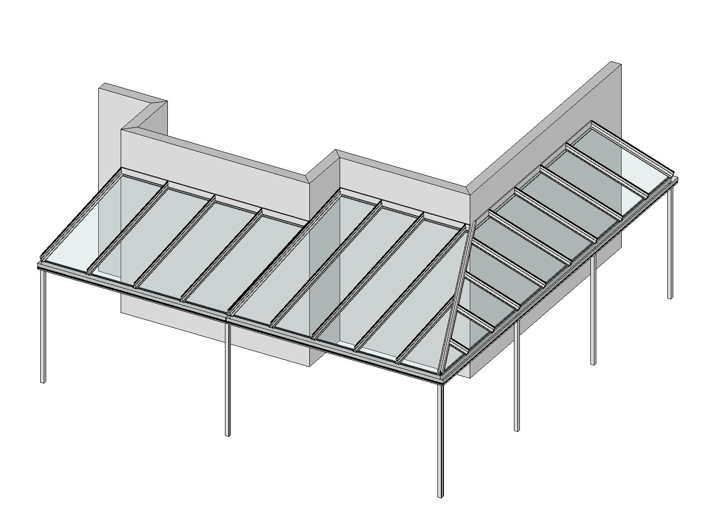 Eck-Terrassendach Classic-Line an Hauswand mit Erker