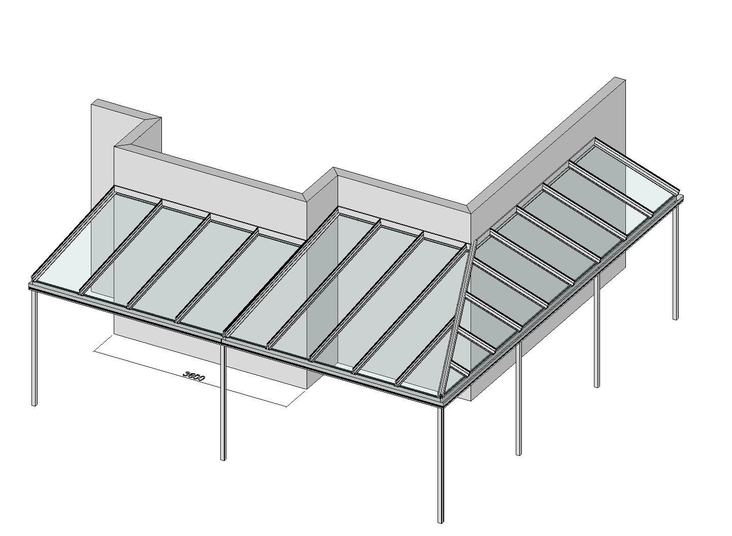 Eck-Terrassendach Classic-Line an Hauswand mit Erker