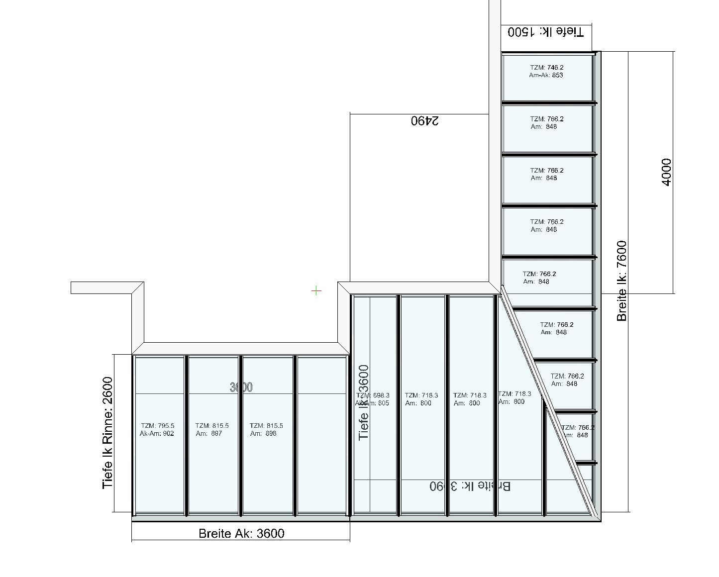 Eck-Terrassendach Classic-Line an Hauswand mit Erker - Draufsicht