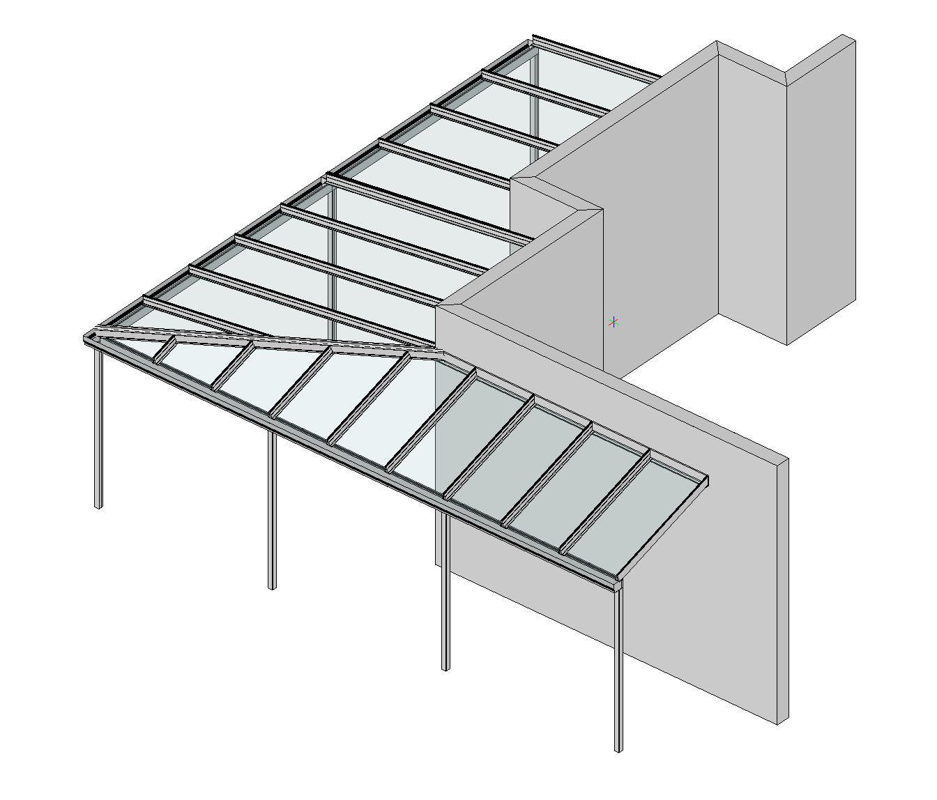 Eck-Terrassendach Classic-Line an Hauswand mit Erker