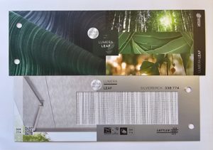 Musterkarte Sattler Lumera Leaf mit CBA Sticker