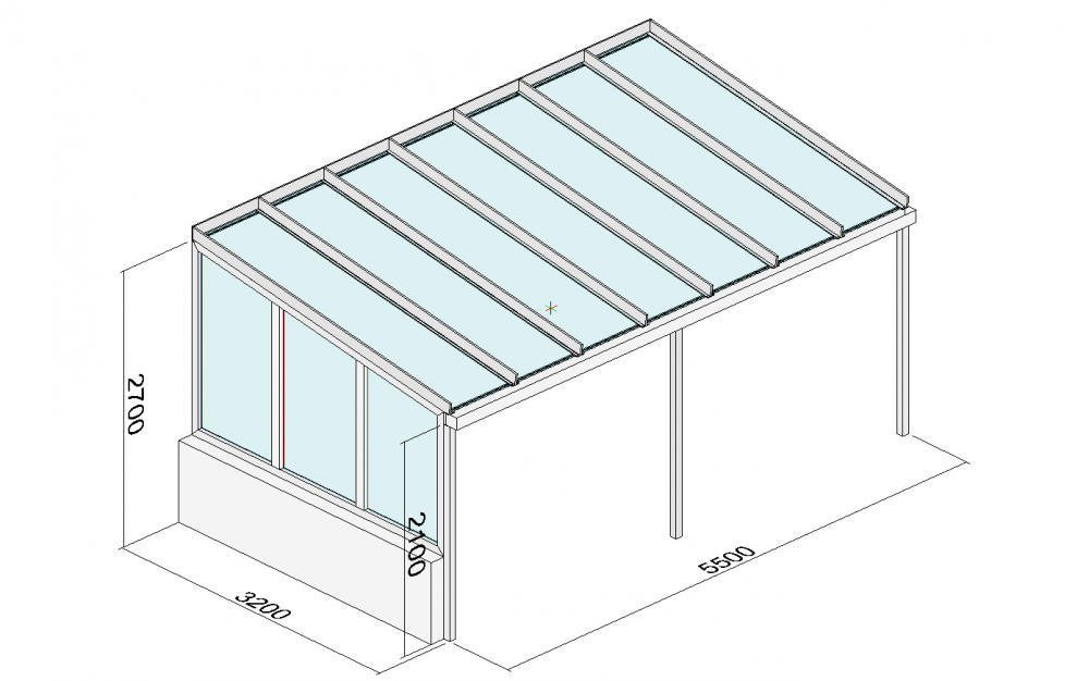 Terrassenüberdachung mit Seitenteil auf Mauer
