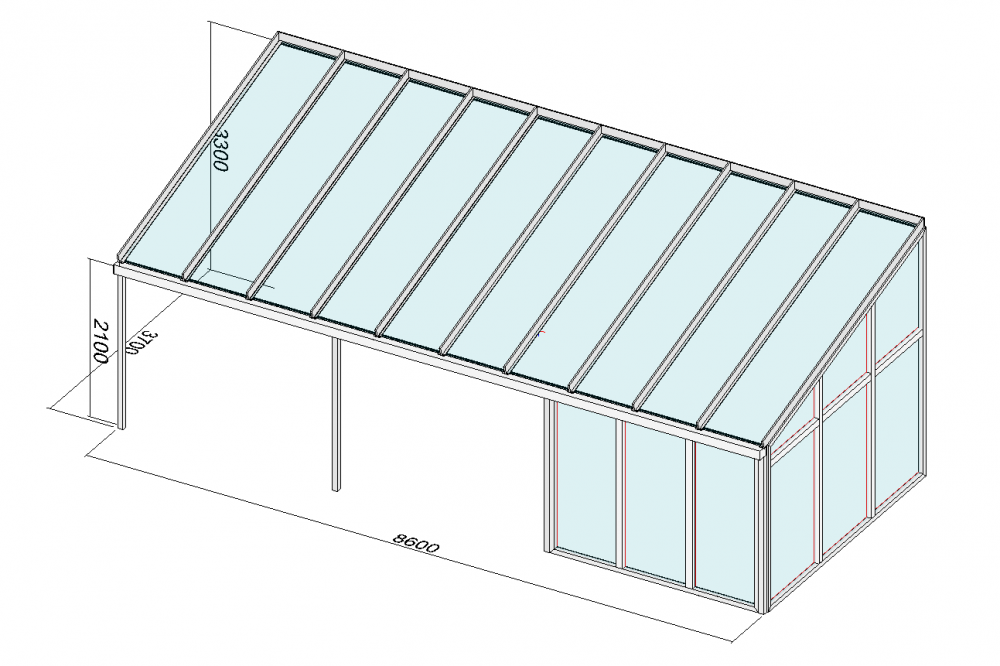 Terrassendachmit Festverglasung über Eck