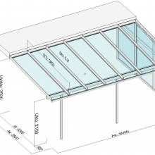 Terrassendach mit Unterzug und Seitenteil