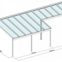 Terrassendach mit Tiefenversatz