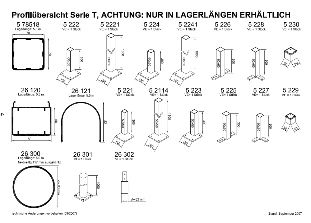 Profilübersicht Serie T Seite 2