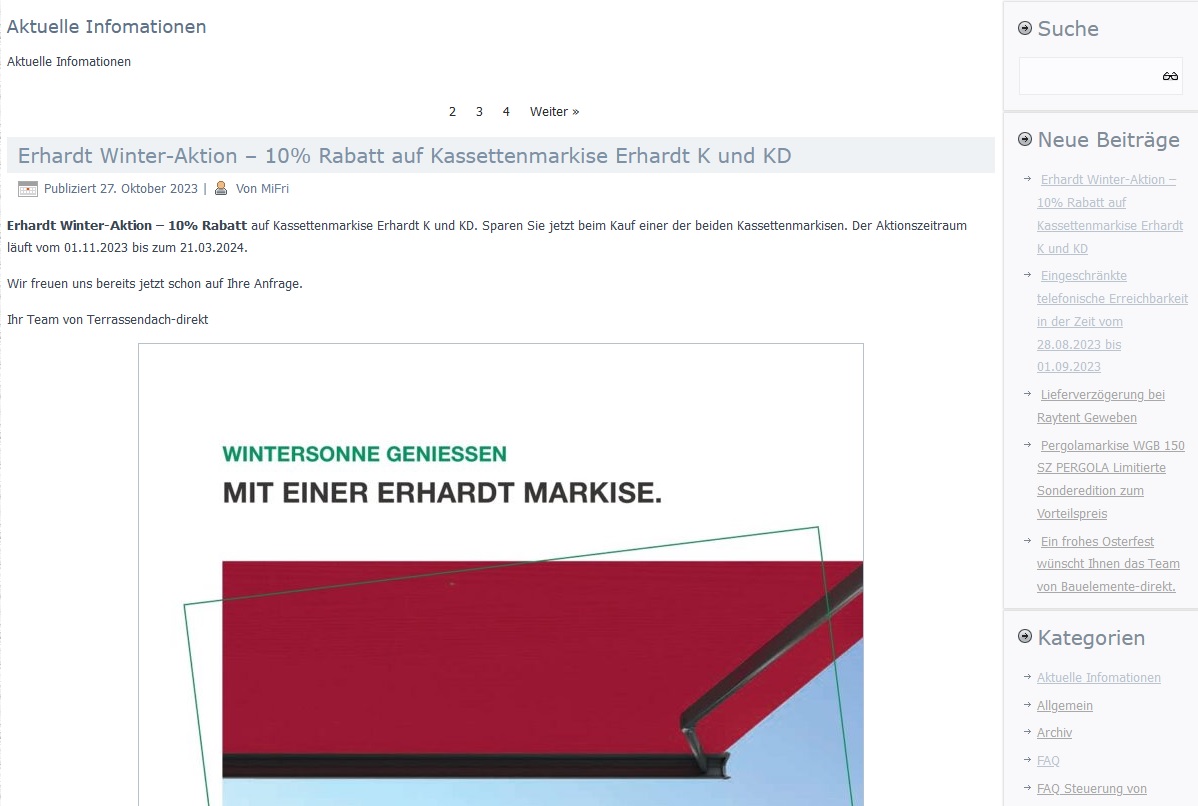News und Aktuelles von Terrassendach-Direkt