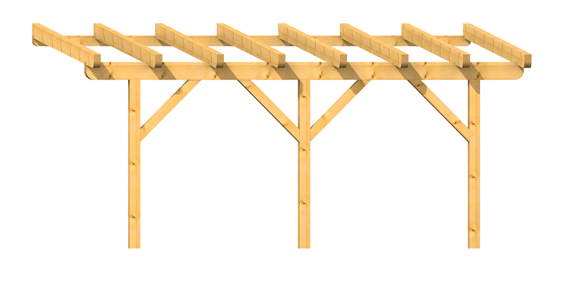 5x3,5m Holz-Terrassendach mit Kopfband gebogen